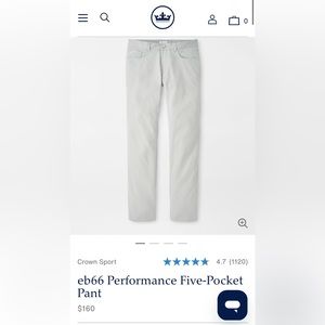 Peter Millar pants, new w tags & never worn. 34/32. Color: Gale Grey. Smoke-free